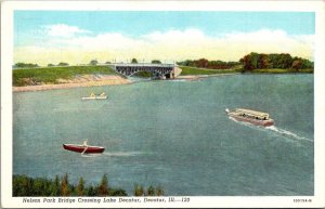 Illinois Decatur Nelson Park Bridge Crossing Lake Decatur Curteich