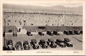 Postcard Brazil - Jose Menino Beach - old cars