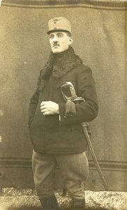 Postcard RPPC View of a German Soldier with Sword.      S6