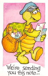 Turtle Delivering the Mail Cartoon Occupation, Mailman Unused 