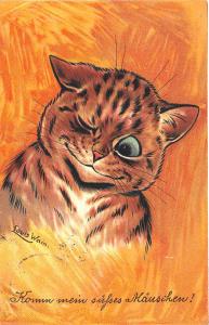 Louis Wain Signed Winking Cat Postcard