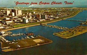 Texas Corpus Christi Greetings Showing Skyline and T Heads