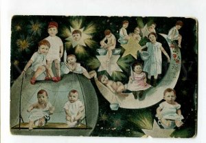 3134705 MULTIPLE BABIES on EARTH & MOON vintage COLLAGE