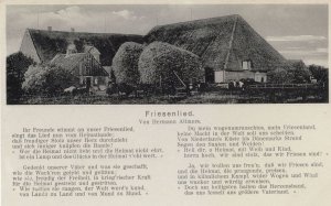 Friesenlied German Farm Thatched Cottage Poem Antique Postcard