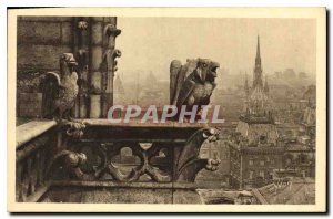 Postcard Old Paris Strolling Notre Dame de Paris Nord facade Detail entitled ...