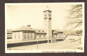 RPPC BALTIMORE MARYLAND B&O RAILORAD DEPOT TRAIN STATION REAL PHOTO POSTCARD