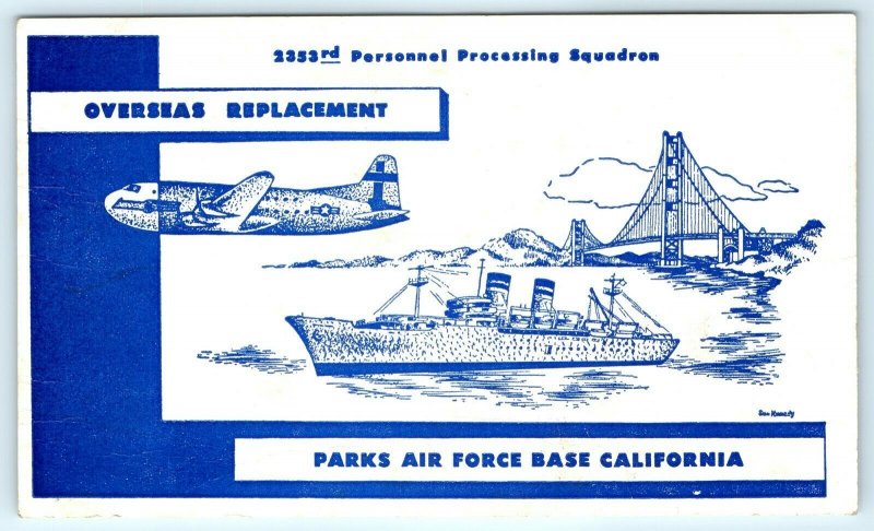 c1950s Arrived Postcard California Parks Air Force Base San Francisco Army A31