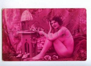 187822 NUDE Woman w/ Lamp Vintage Red PHOTO LEO #110