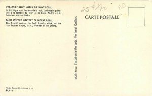 St Joseph Oratory Mount Royal Montreal Quebec Canada CA Postcard