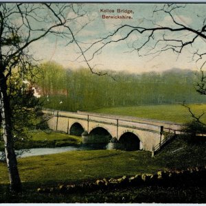 c1910s Berwickshire, Edrom, Scotland Kelloe 3-Arch Postcard Bridge House UK A76