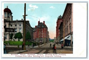 c1910 Morrison Street Hotel Post Office Building Street Portland Oregon Postcard