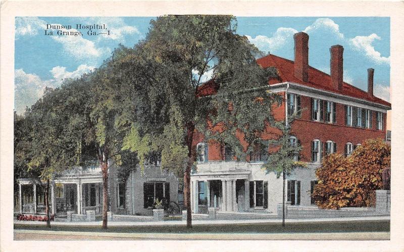 D76/ La Grange Georgia Ga Postcard c1920 Dunson Hospital Building