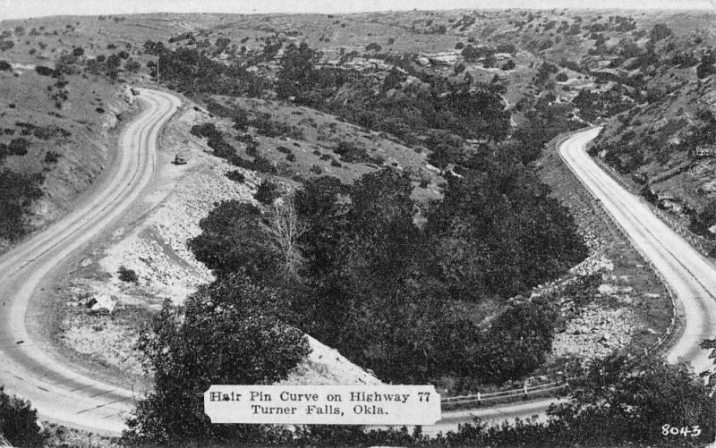 Turner Falls Oklahoma Hair Pin Curve Birdseye View Antique Postcard K77372