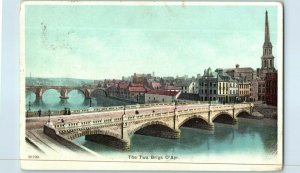 The Two Bridges of Ayr Postcard Ayrshire Scotland Postmarked