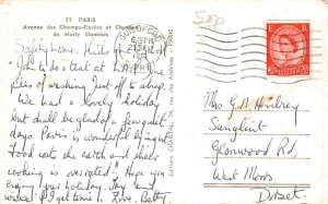 C065 France Paris Avenue des Champs Elysees 1961 RPPC vintage postcard