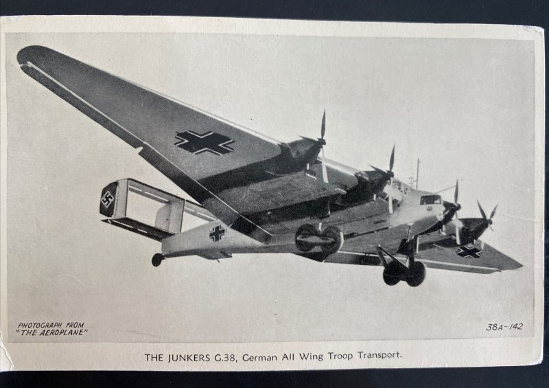 Mint England RPPC Postcard Junkers Ju G38 German All Wing Troop Airplane 