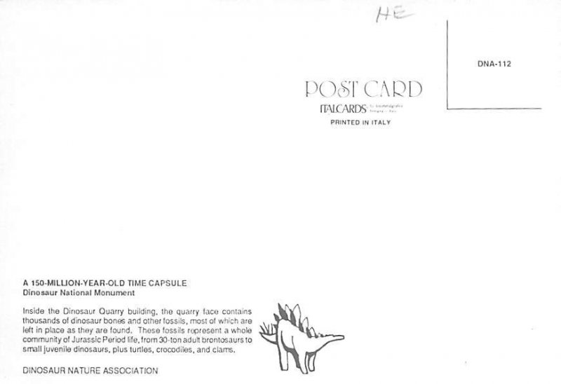 Dinosaur National Monument Old Time Capsule Unused 
