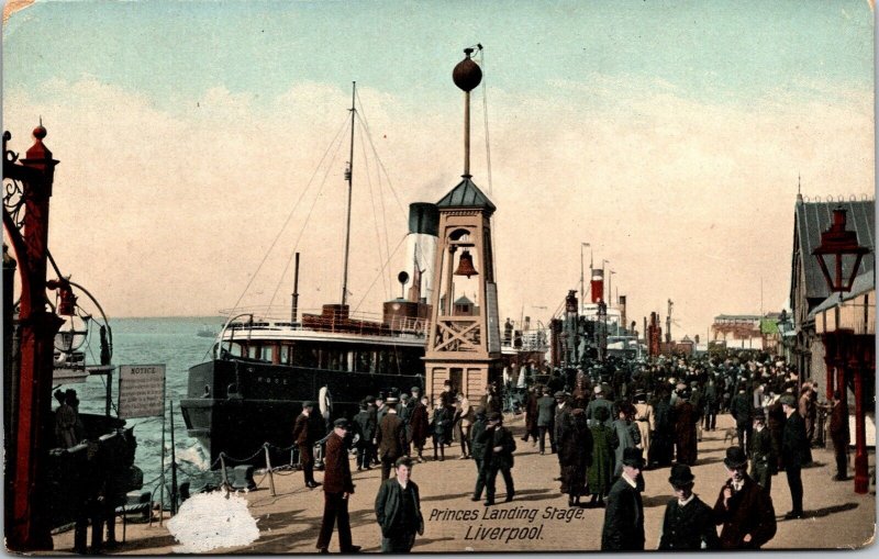 Liverpool England Princes Landing Stage Scenic Downtown Streetview DB Postcard 