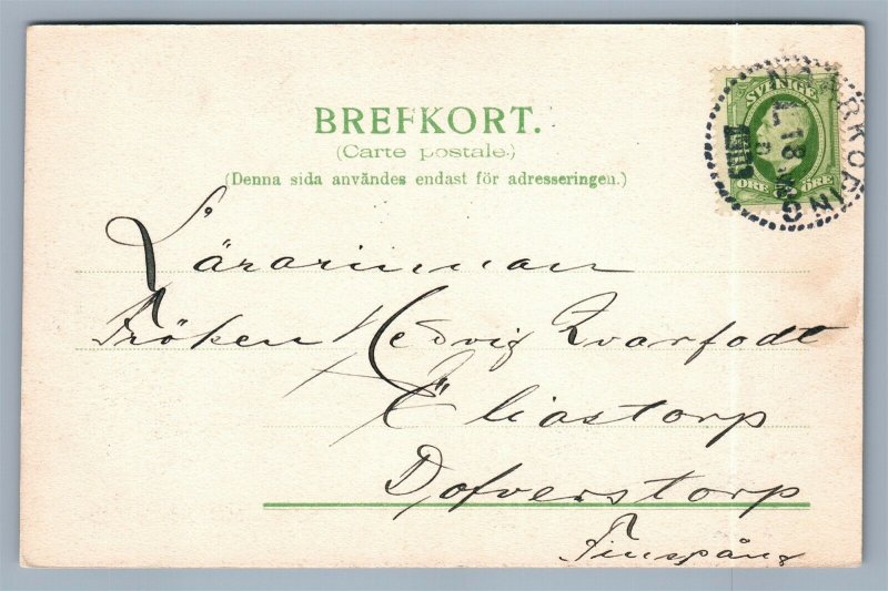 SWEDEN NORRKOPING BERGSBRON ANTIQUE POSTCARD w/ STAMP