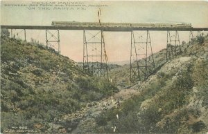 Arizona hand colored Hells Canyon C1910 Yavapai Railroad Postcard Harvey 21-3247