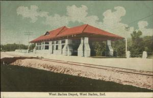 West Baden IN RR Train Station Depot c1910 Postcard