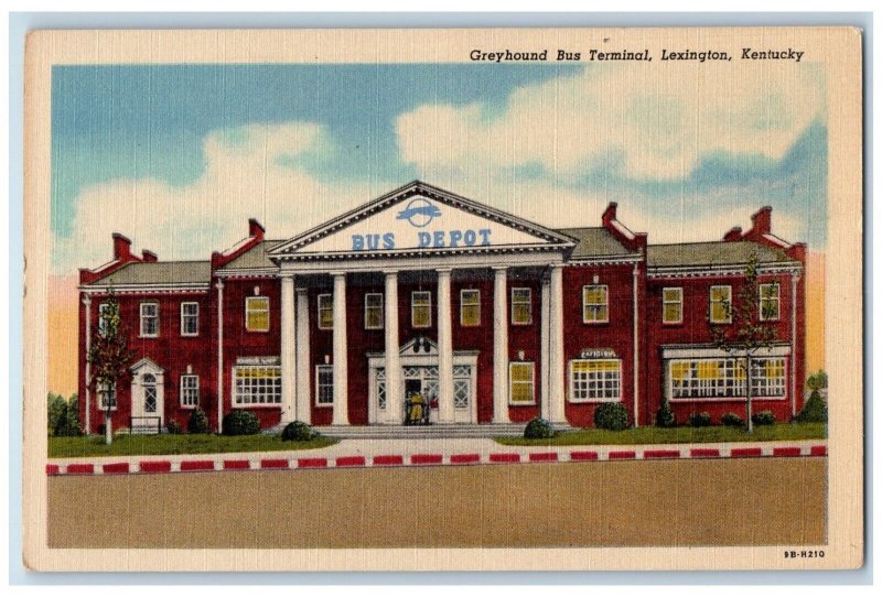 c1940 Exterior View Greyhound Bus Terminal Building Lexington Kentucky Postcard