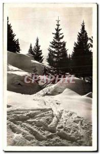 Postcard Old Assy Passy In winter skiing has Plaine Joux
