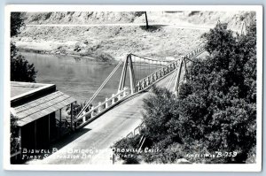 Oroville CA Postcard RPPC Photo Bidwell Bar Bridge First Suspension Bridge State