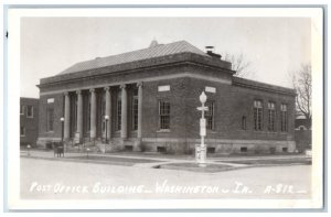 Washington Iowa IA Postcard RPPC Photo Post Office Building Scene Street c1940's