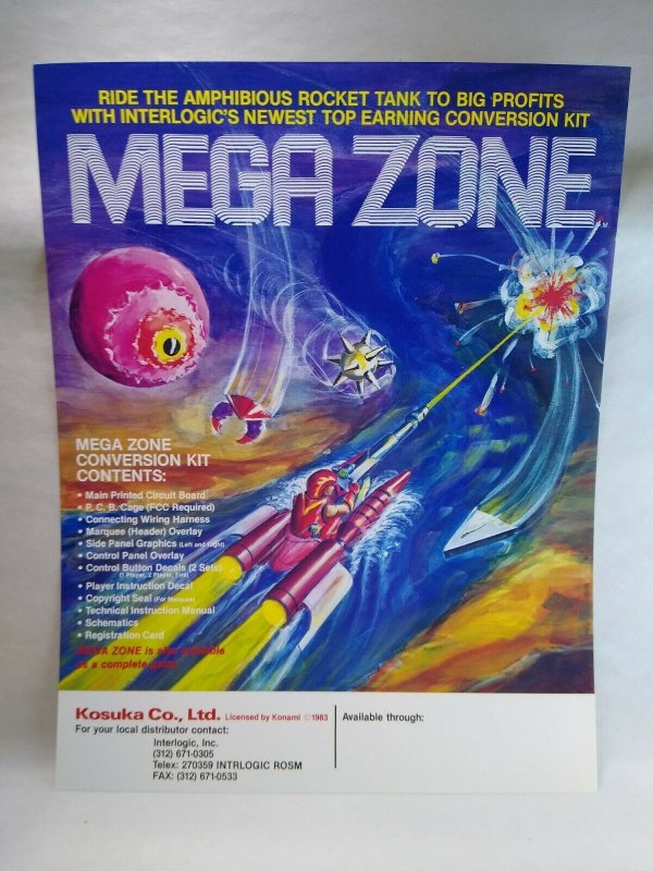 Mega Zone Arcade Flyer Retro Vintage Retro Video Art Original 8.5 x 11 Promo