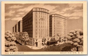 Vtg Washington DC The Mayflower Hilton Hotel 1930s View Linen Postcard