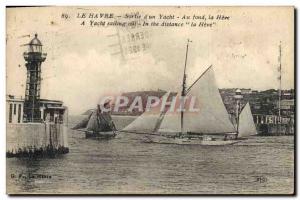 Old Postcard Lighthouse of Le Havre Exit & # 39un yacht Basically La Heve