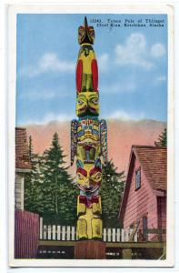 Totem Pole Thlinget Chief Kian Ketchikan Alaska postcard