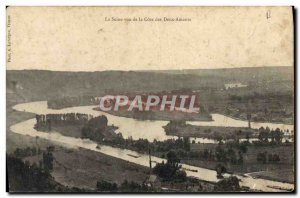 Old Postcard The Seine to the coast of two lovers