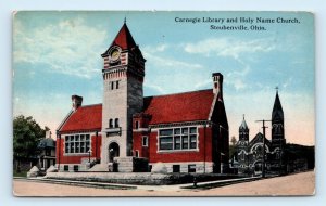 STEUBENVILLE, Ohio OH ~ Carnegie Library HOLY NAME CHURCH 1926 Postcard