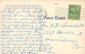 Tennessee Norris Dam & Norris Lake During Regatta 1946 Linen Postcard Unused