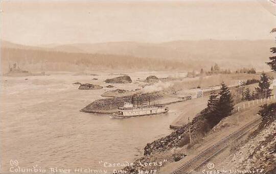 Oregon Columbia River Highway Cascade Locks Real Photo