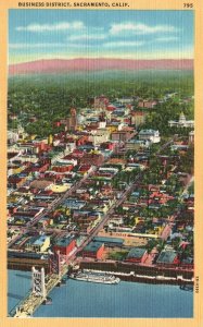 Vintage Postcard Business District Largest Inland City Sacramento California CA