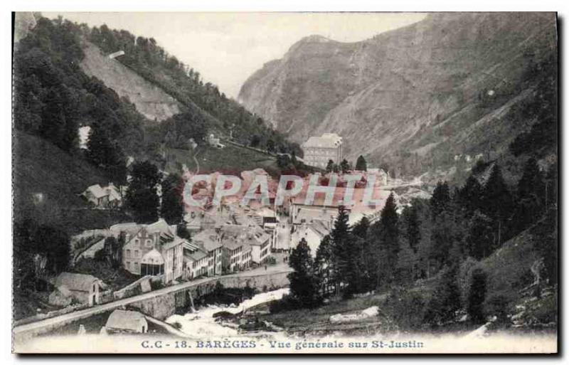 Postcard Old Bareges general view of St Justin