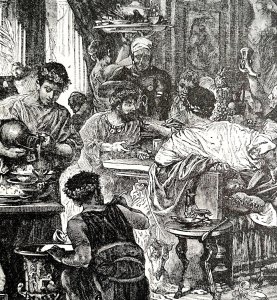 Feast Of Ahasuerus 1888 Victorian Antique Art Print Food And Drink DWT4B