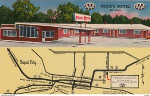 RAPID CITY , South Dakota , 50-60s ; Price's Motel , map