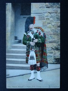 Scottish Regiment THE BLACK WATCH (Royal Highlanders) PIPER c1908 Postcard