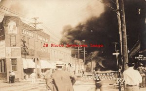 AR, Hot Springs, Arkansas, RPPC, Malvern Avenue, 1913 Burning, Stonecipher Photo