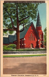 Christ Church Greenville SC South Carolina Linen Postcard VTG UNP Vintage Unused 