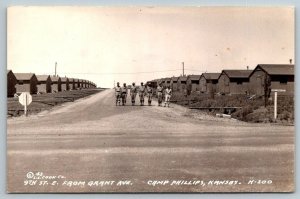 RPPC  US Army   9th Street  Camp Phillips Kansas   Postcard  1943