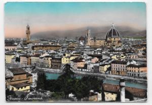 RPPC Real Photo Postcard HandColored Florence Panorama Italy 100 Lire Stamp