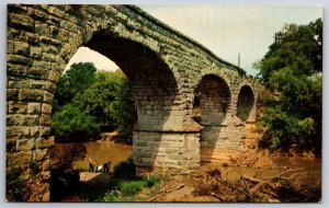 Fayetteville Tennessee~Color Photo Of Old Stone Bridge Over Elk River~Vintage PC