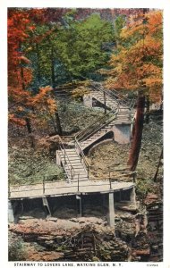 Stairway To Lovers Lane Watkins Glen New York NY C. T. American Vintage Postcard