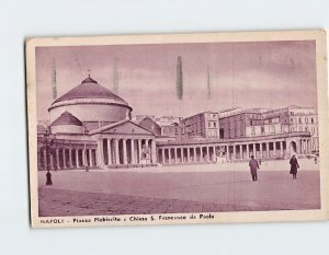 Postcard Piazza del Plebiscito & San Francesco di Paola Church Naples Italy