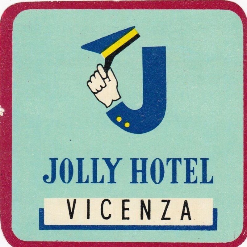 Italy Vicenza Jolly Hotel Vintage Luggage Label sk3507